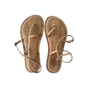 Bernardo Lexi Cork Summer Gladiator Ankle Strap Thong Flats Tan Size 9